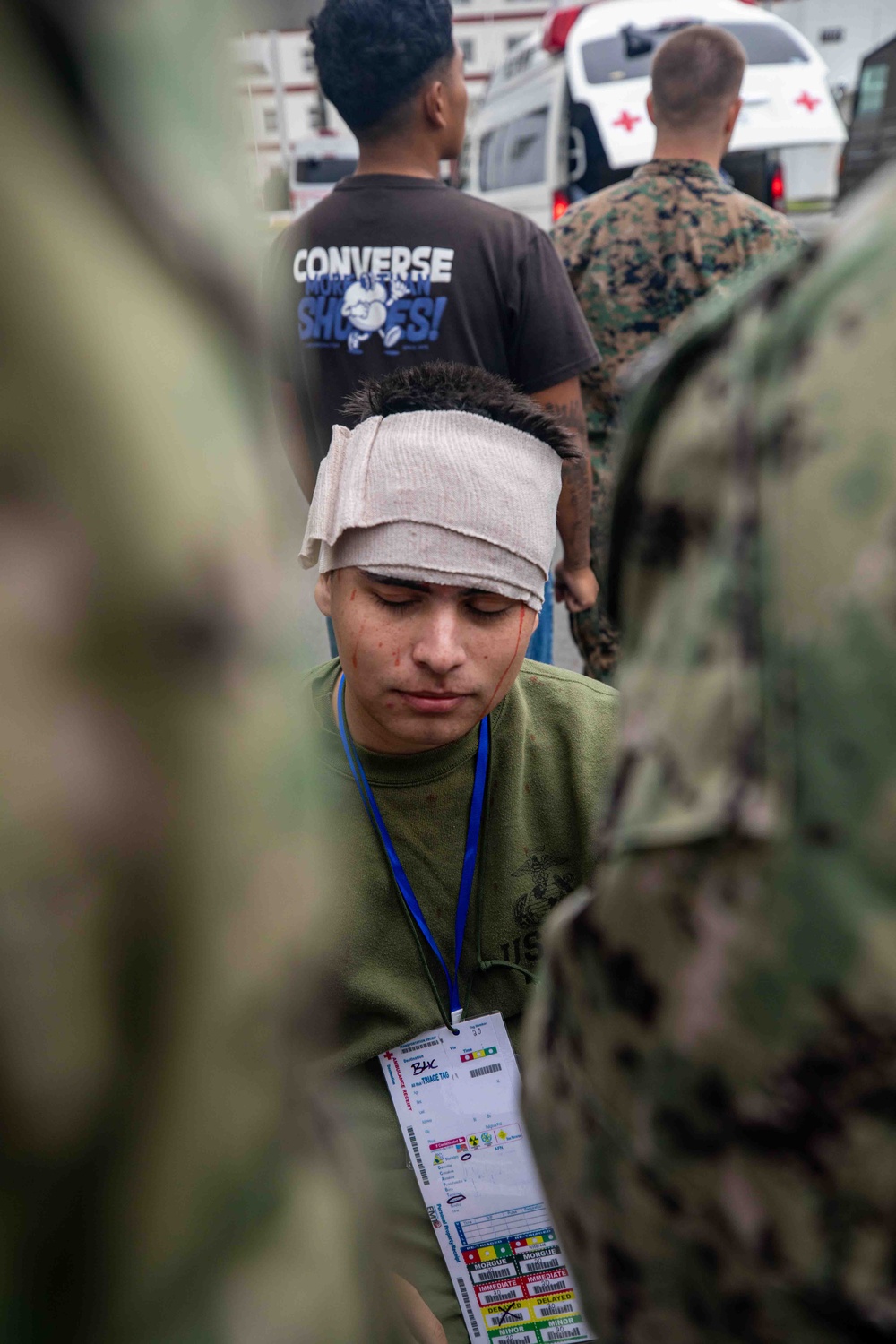 U.S. Navy, JGSDF, and JMSDF members participate in mass casualty training