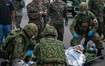 U.S. Navy, JGSDF, and JMSDF members participate in mass casualty training