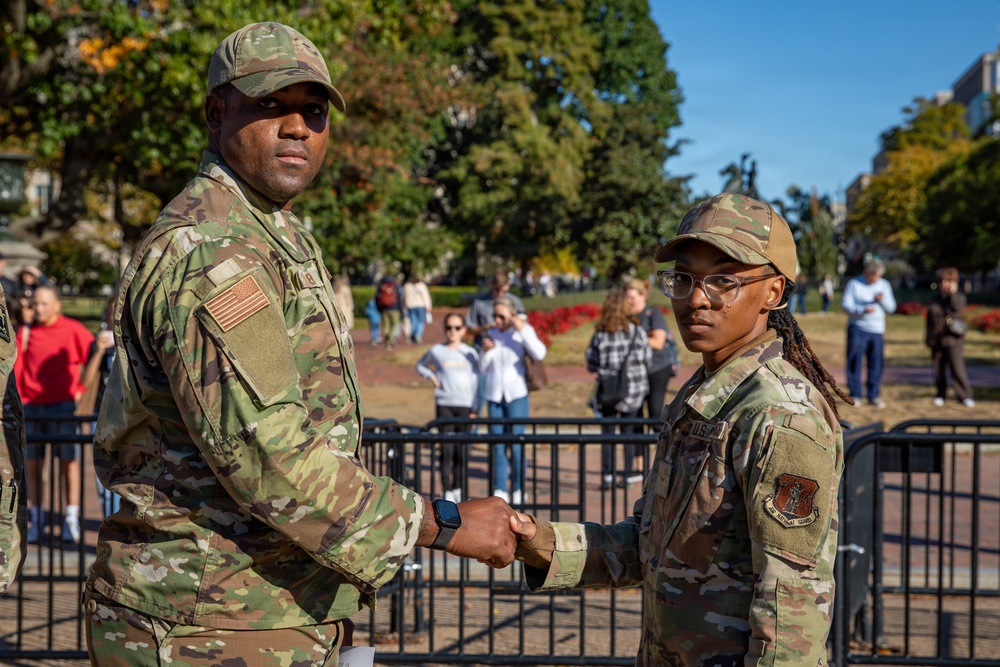 A Mississippi Air National Guard Airman gets promoted in front of the White House