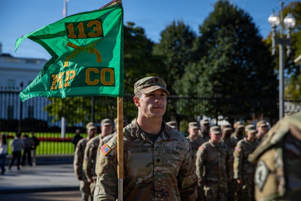 Mississippi National Guard service members have a promotion ceremony in front of the White House