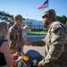Lt. Col. Steven Jackson congratulates an Airman after a promotion ceremony