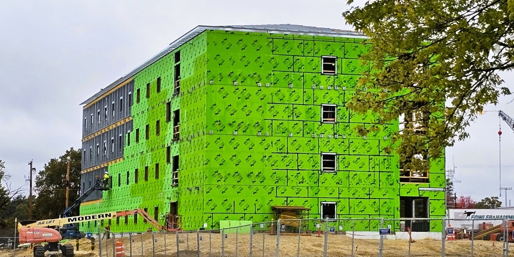 October 2025 construction operations for fiscal year 2024-funded $55.75 million Collective Training Officers Quarters Project at Fort McCoy