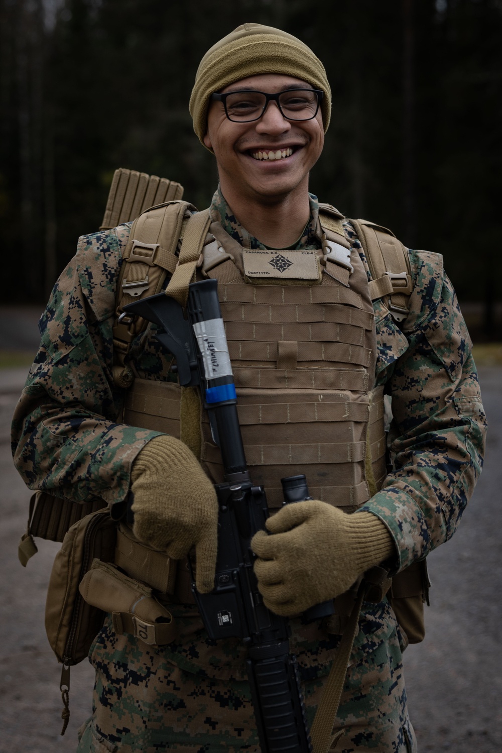 Combat Logistics Battalion 6 Corpsmen pose for photos before a live-fire range