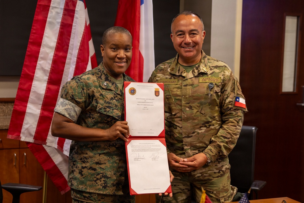 U.S. Marine Corps Col. Austine L. Rawllins Meets With Chilean Marine Corps Leadership during SPWG