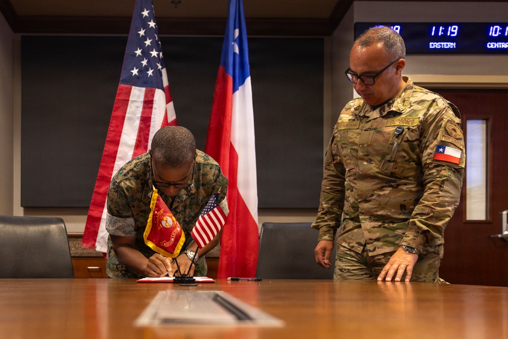 U.S. Marine Corps Col. Austine L. Rawllins Meets With Chilean Marine Corps Leadership during SPWG