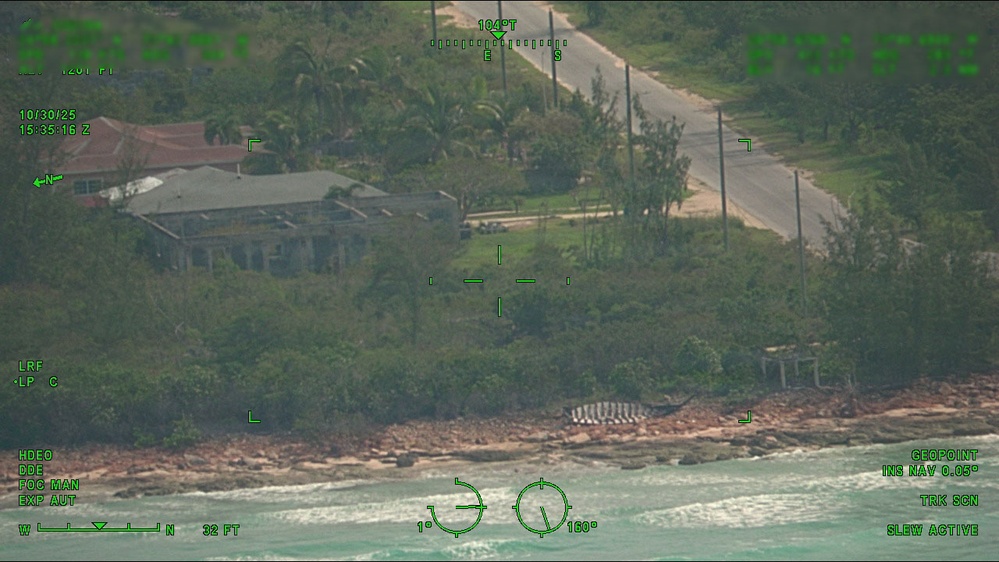 Coast Guard Air Station Miami airplane crew overflies The Bahamas following Hurricane Melissa