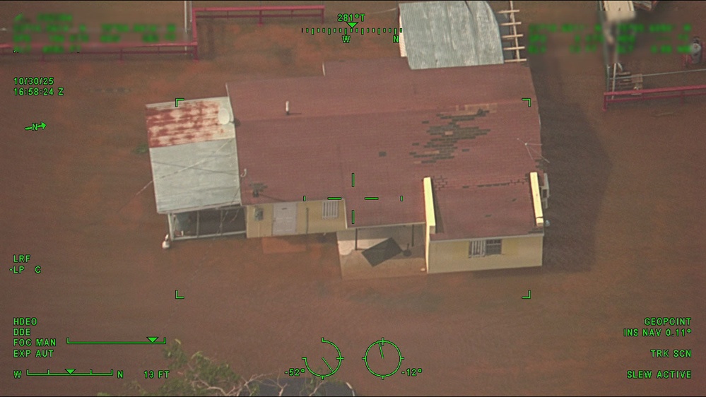 Coast Guard Air Station Miami airplane crew overflies The Bahamas following Hurricane Melissa