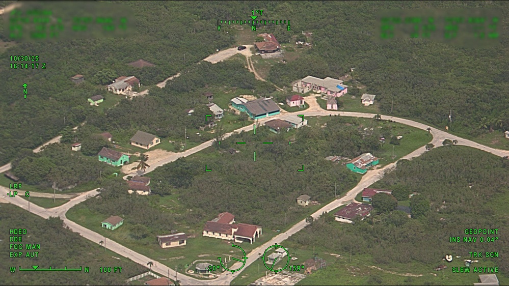 Coast Guard Air Station Miami airplane crew overflies The Bahamas following Hurricane Melissa