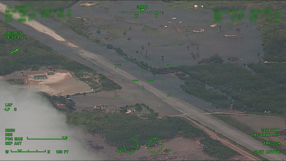 Coast Guard Air Station Miami airplane crew overflies The Bahamas following Hurricane Melissa