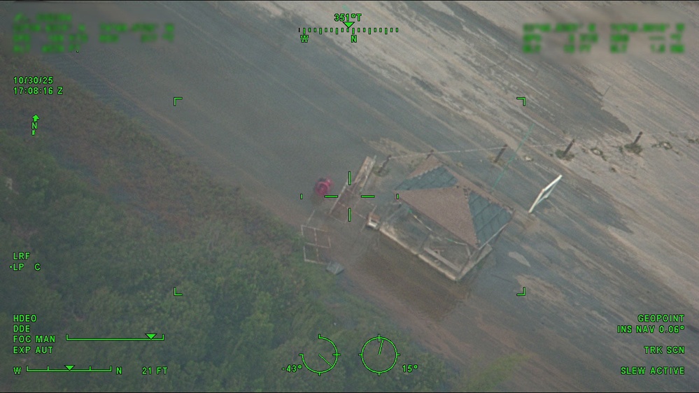 Coast Guard Air Station Miami airplane crew overflies The Bahamas following Hurricane Melissa