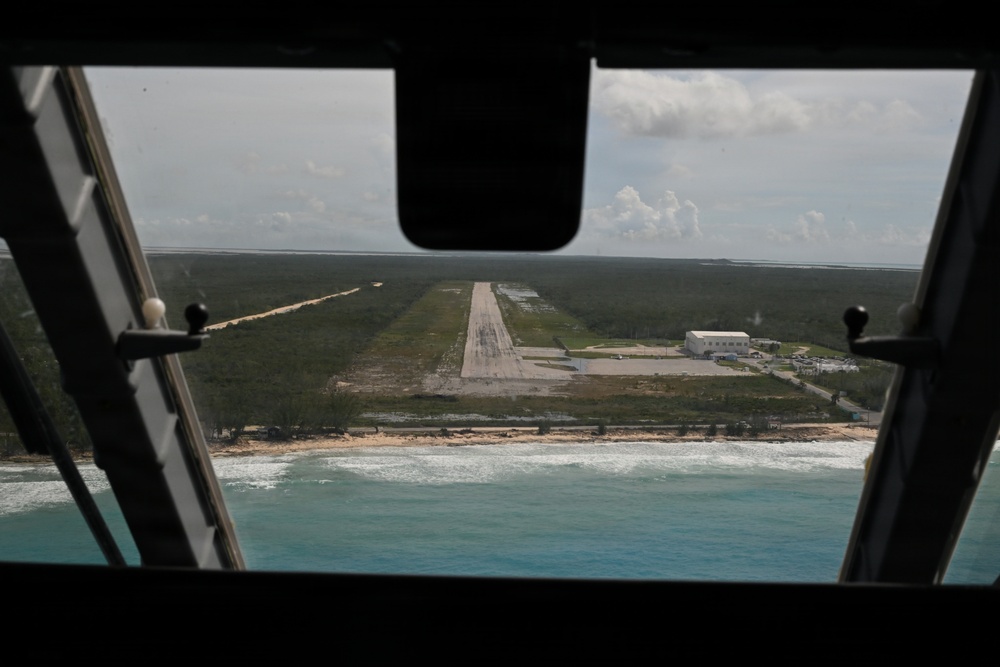 Coast Guard Air Station Miami airplane crew overflies The Bahamas following Hurricane Melissa