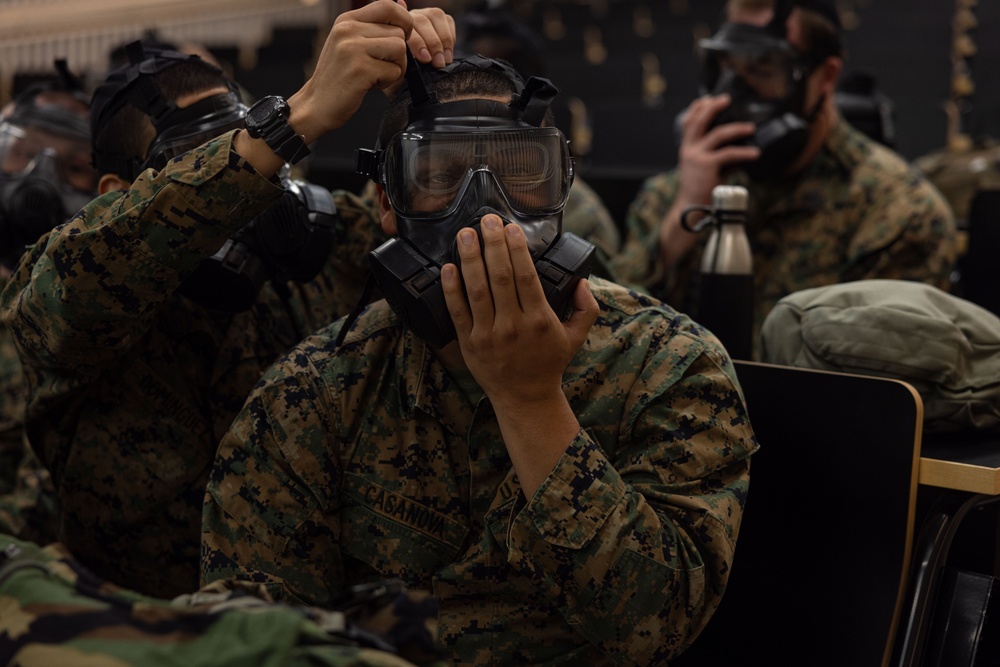 U.S. Marines and Sailors receive CBRN equipment familiarization training ahead of military activities