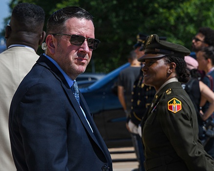 A PFPA special agent monitoring a situation