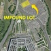 Arial map of the Pentagon showing where the impound lot is located on grounds