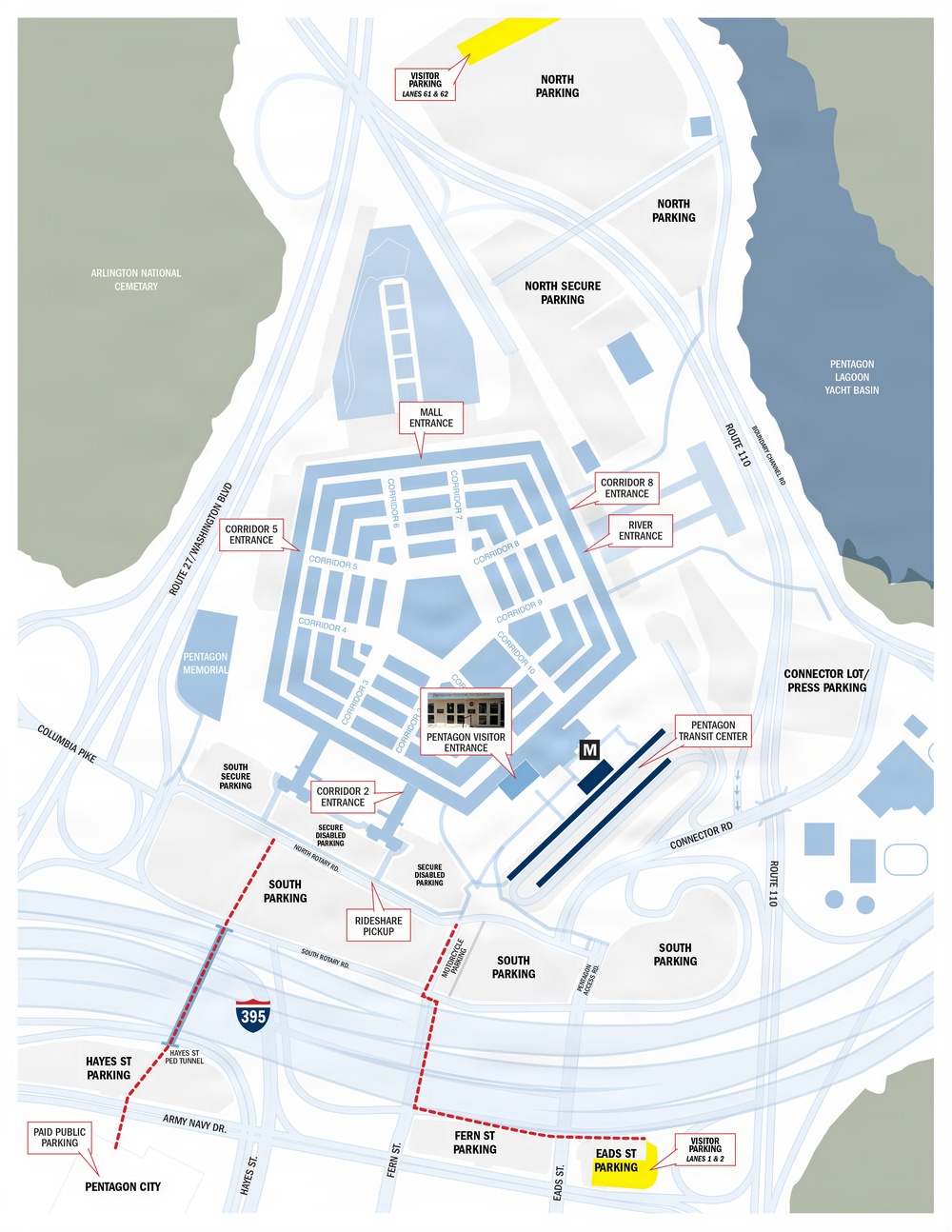 Map of the Pentagon parking areas