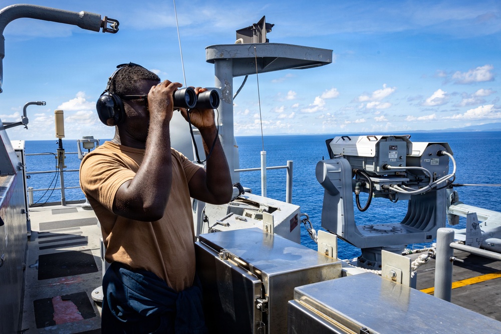 USS Iwo Jima Sailors Main Their Posts