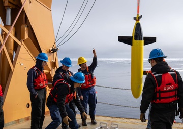 U.S. Coast Guard Cutter Healy deploys and recovers Unmanned Underwater Vehicles in Arctic Ocean 