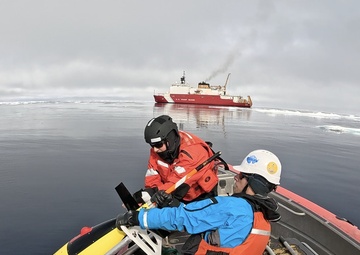 U.S. Coast Guard Cutter Healy deploys and recovers Unmanned Underwater Vehicles in Arctic Ocean 