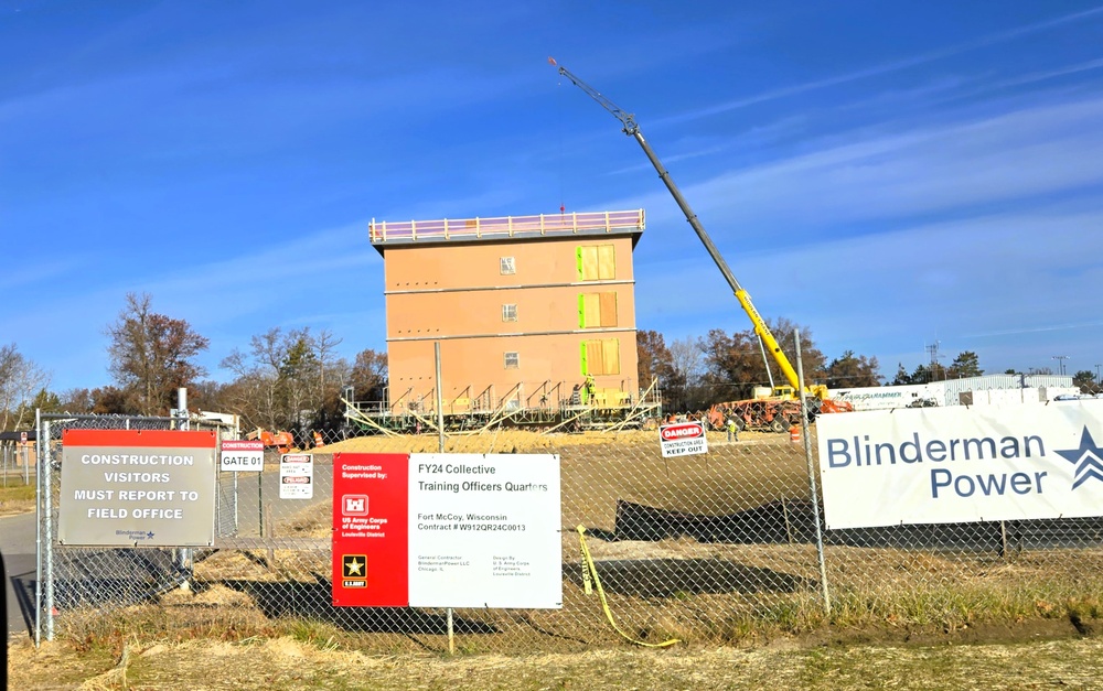 November 2025 construction operations for fiscal year 2024-funded $55.75 million Collective Training Officers Quarters Project at Fort McCoy