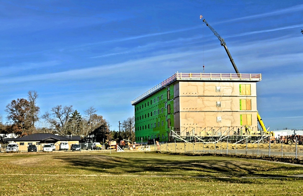 November 2025 construction operations for fiscal year 2024-funded $55.75 million Collective Training Officers Quarters Project at Fort McCoy