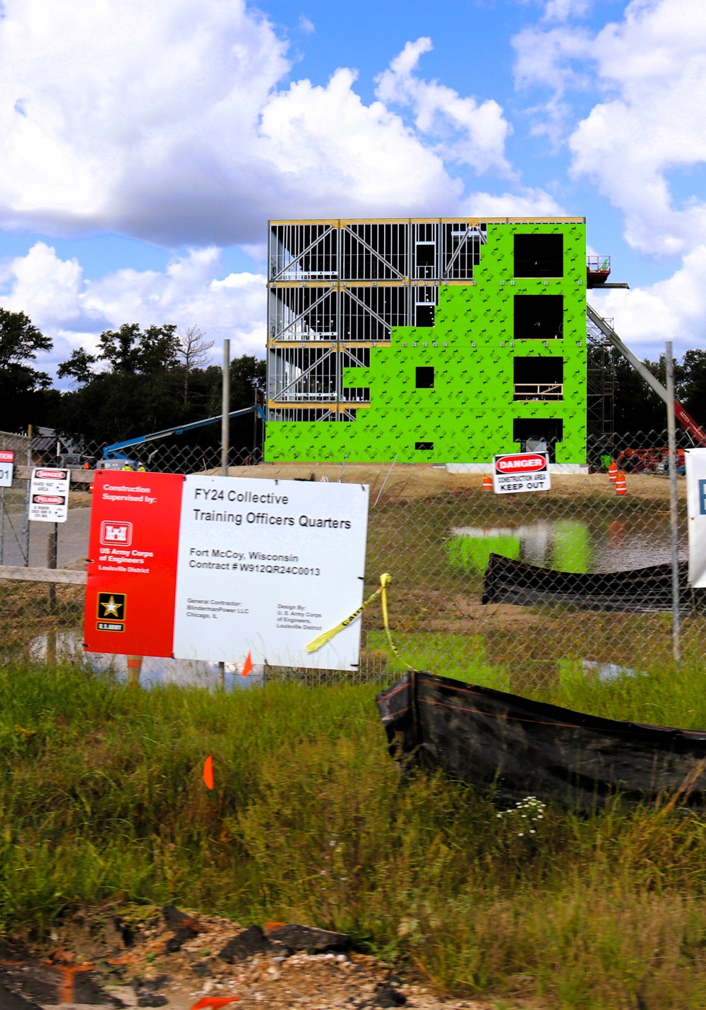 September 2025 construction operations for fiscal year 2024-funded $55.75 million Collective Training Officers Quarters Project at Fort McCoy