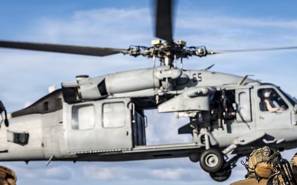 22nd MEU Conducts Fast Rope Training Onto The USS Iwo Jima (LHD 7)