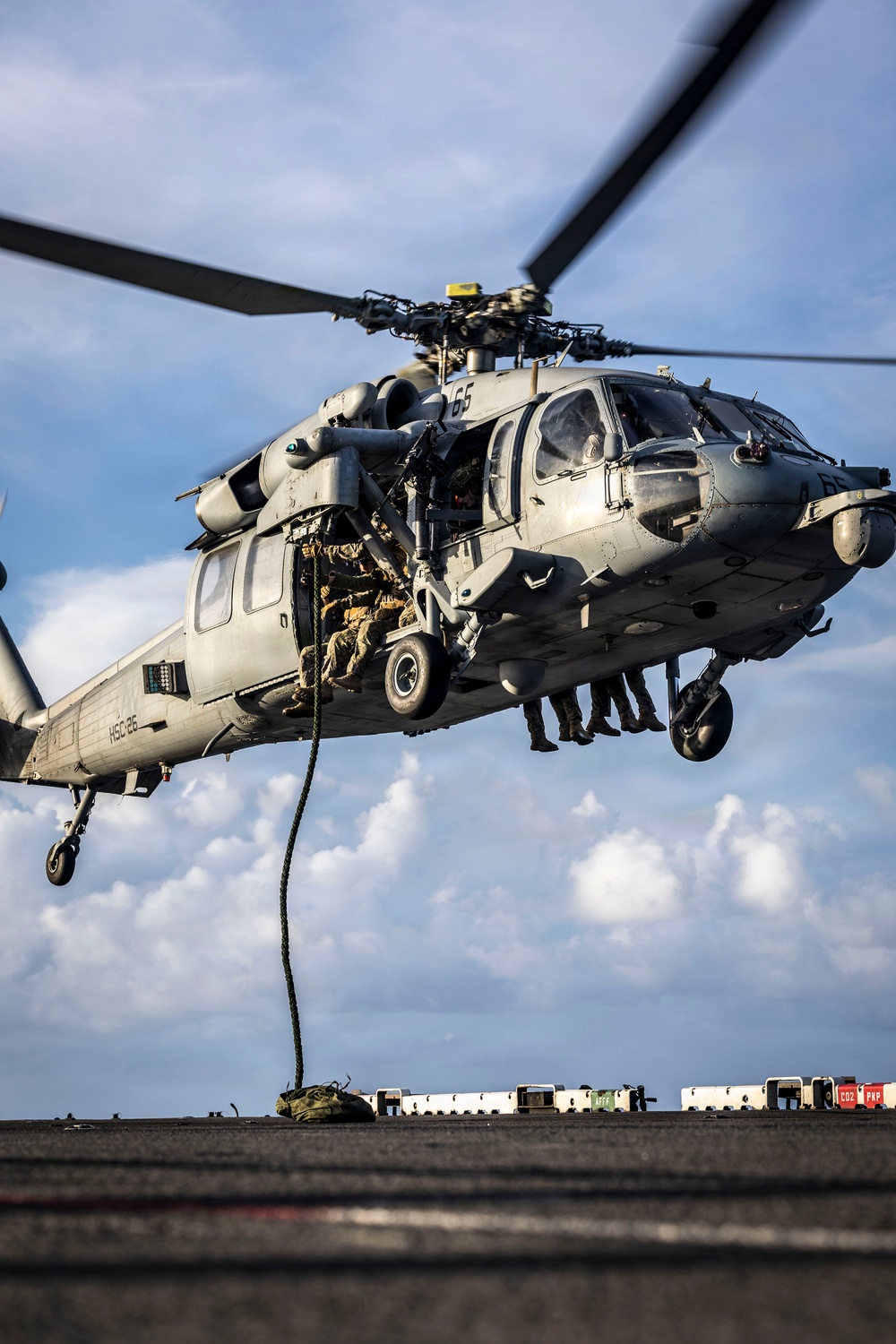22nd MEU Conducts Fast Rope Training Onto The USS Iwo Jima (LHD 7)