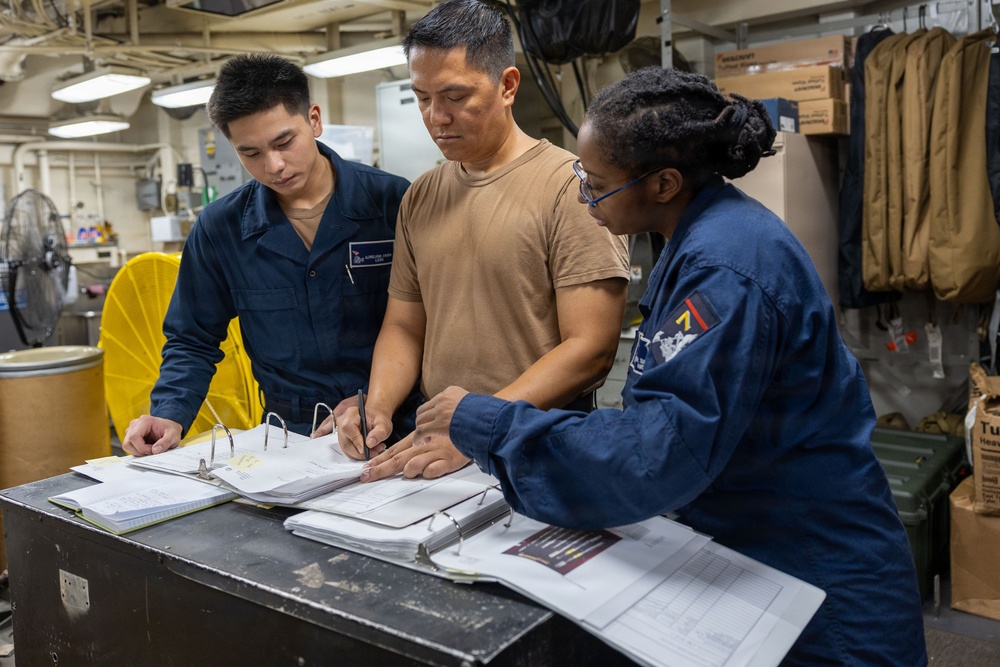 USS Iwo Jima Sailors Conduct A Tool Audit