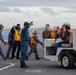 U.S. Marines, Sailors and JMSDF members carry out a flight deck operation rehearsal