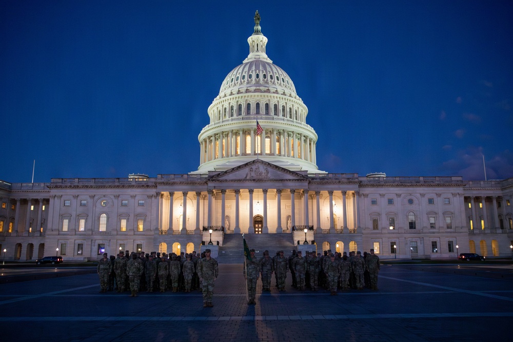 Mississippi National Guard service members hold a promotion ceremony in front of the U.S. Capitol