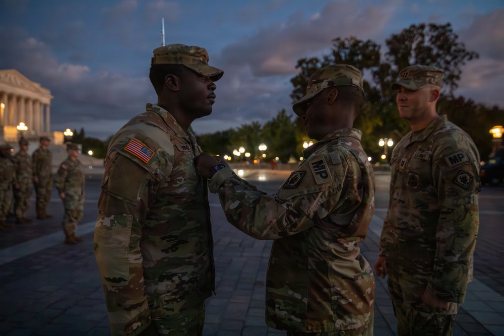 A Mississippi Army National Guard Soldier gets promoted in front of the U.S. Capitol