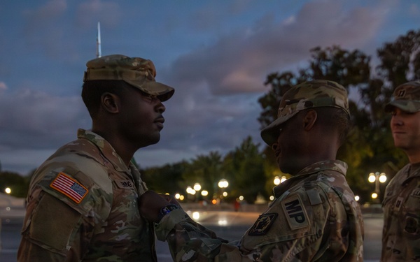 A Mississippi Army National Guard Soldier gets promoted in front of the U.S. Capitol