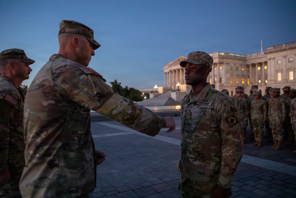 A Mississippi Army National Guard Soldier gets promoted in front of the U.S. Capitol