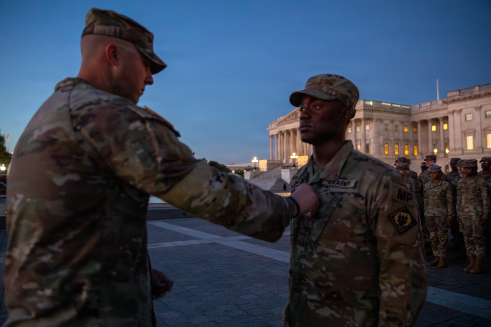 A Mississippi Army National Guard Soldier gets promoted in front of the U.S. Capitol
