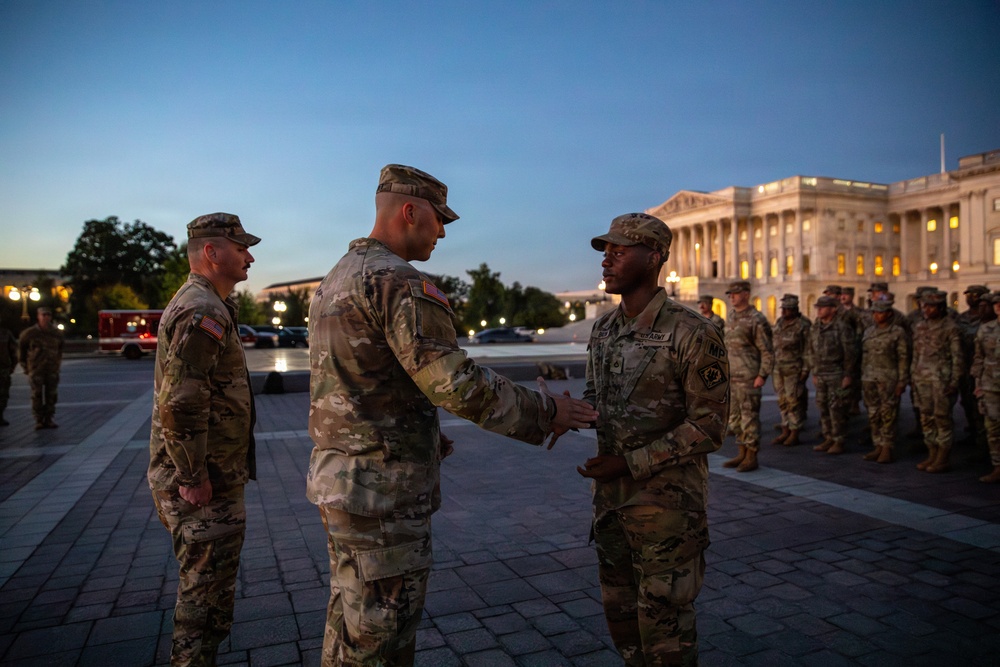 A Mississippi Army National Guard Soldier gets promoted in front of the U.S. Capitol