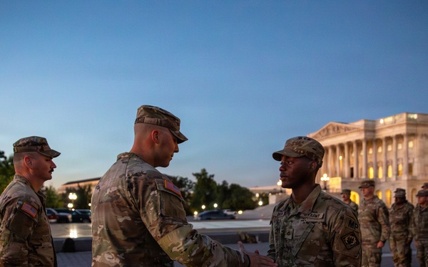 A Mississippi Army National Guard Soldier gets promoted in front of the U.S. Capitol