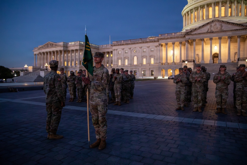 Mississippi National Guard service members have a promotion ceremony in front of the U.S. Capitol