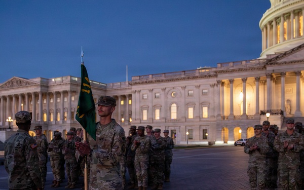 Mississippi National Guard service members have a promotion ceremony in front of the U.S. Capitol