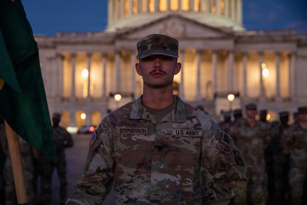 Mississippi National Guard service members have a promotion ceremony in front of the U.S. Capitol