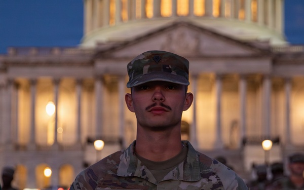 Mississippi National Guard service members have a promotion ceremony in front of the U.S. Capitol