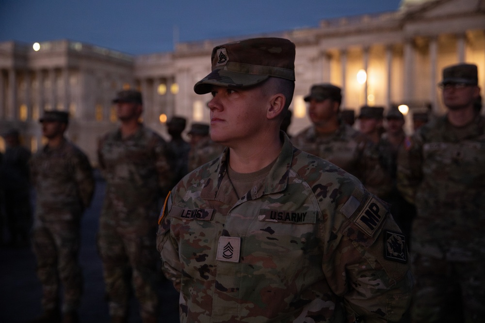 Mississippi National Guard service members have a promotion ceremony in front of the U.S. Capitol
