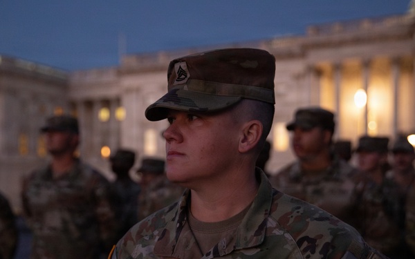 Mississippi National Guard service members have a promotion ceremony in front of the U.S. Capitol