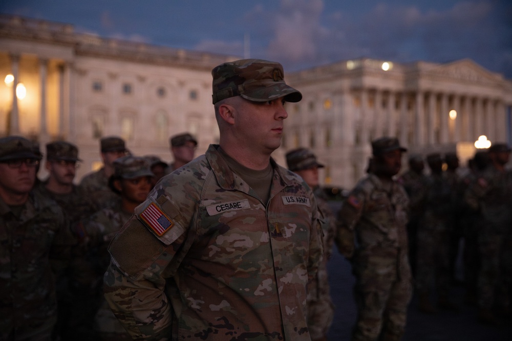 Mississippi National Guard service members have a promotion ceremony in front of the U.S. Capitol
