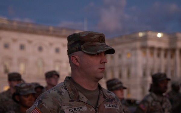 Mississippi National Guard service members have a promotion ceremony in front of the U.S. Capitol