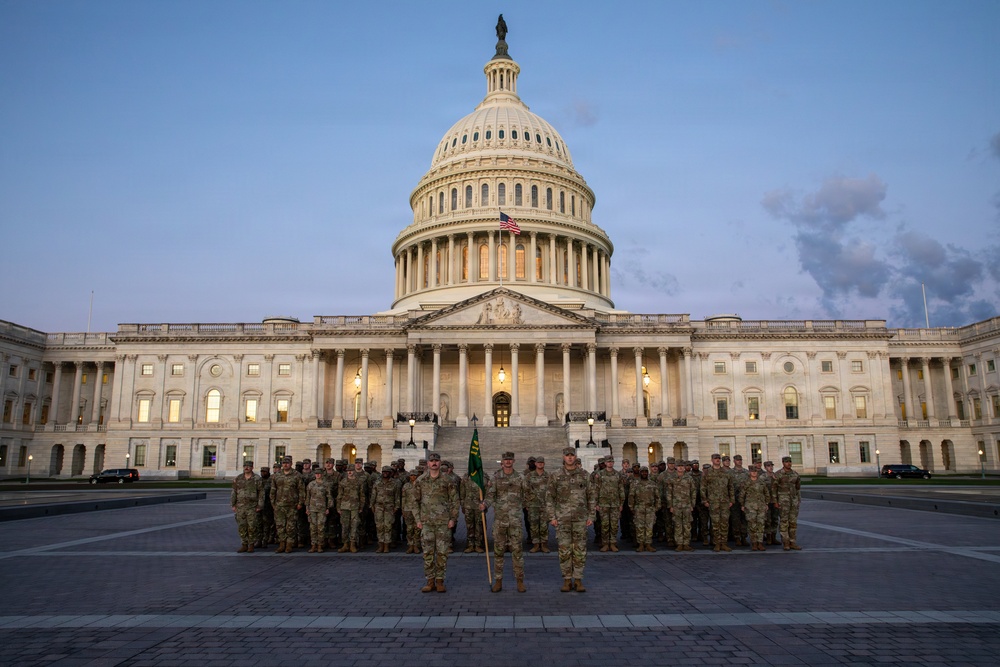 Task Force Magnolia Service Members pose for a photo in front of the U.S. Capitol