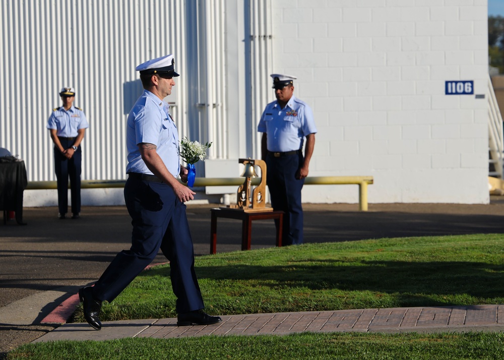 a C-130 bronze memorial dedicated to the nine fallen crew of Coast Guard rescue aircraft 1705 and Marine Corps helicopter Vengeance 38 Oct. 29, 2011.