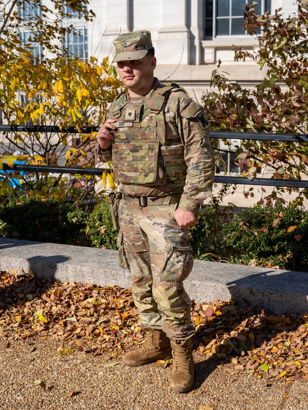 Soldiers provide a presence patrol in the National Mall