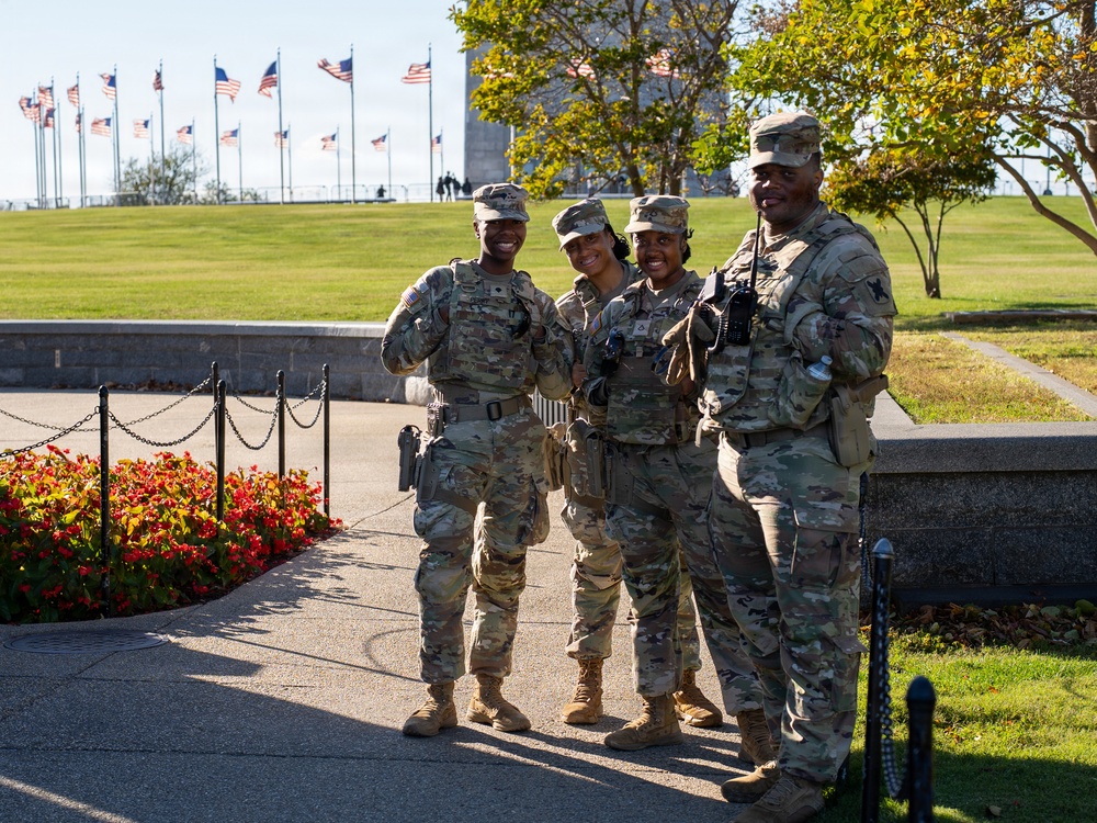 Soldiers provide a presence patrol in the National Mall