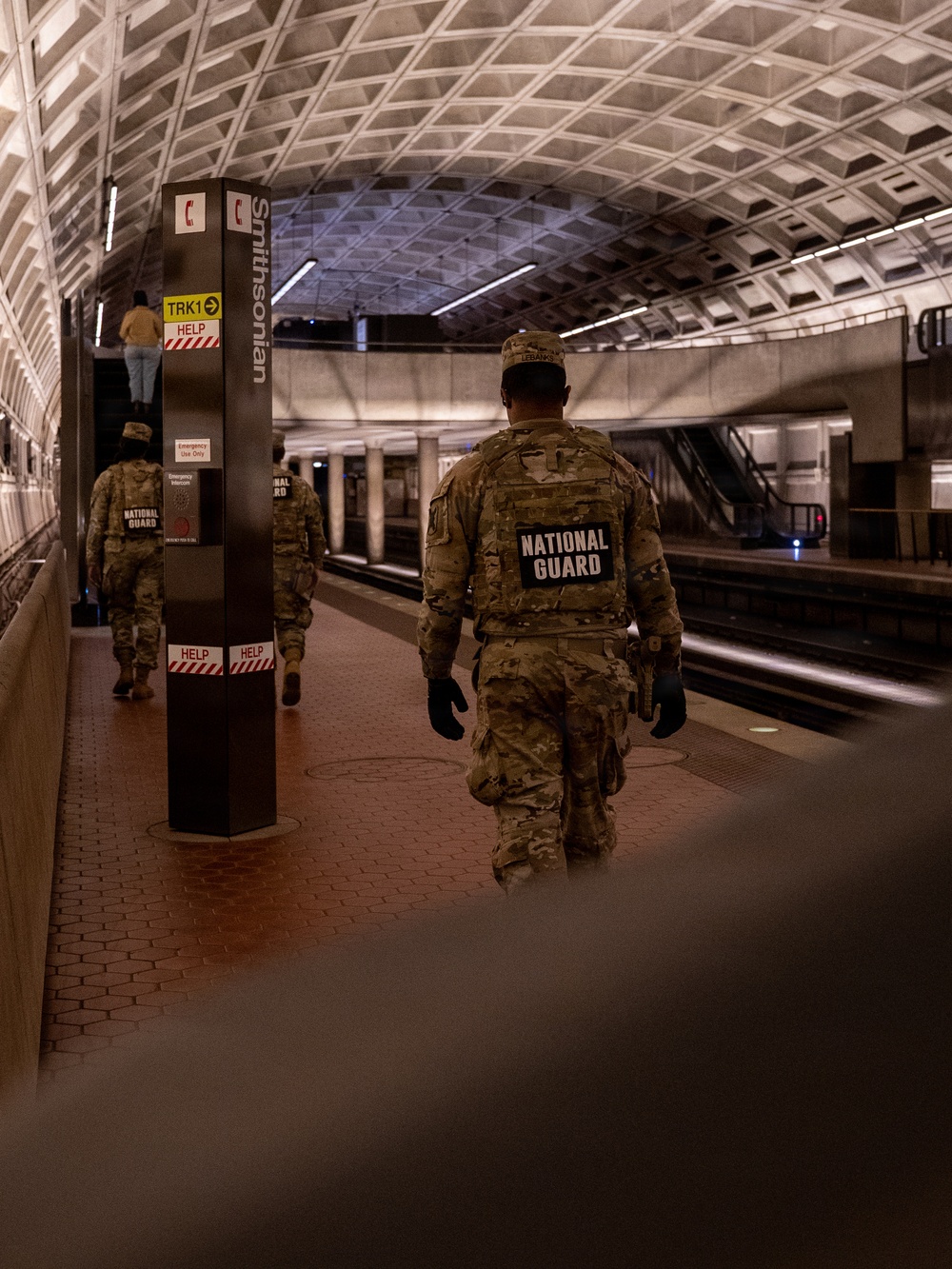 Soldiers provide a presence patrol in the National Mall