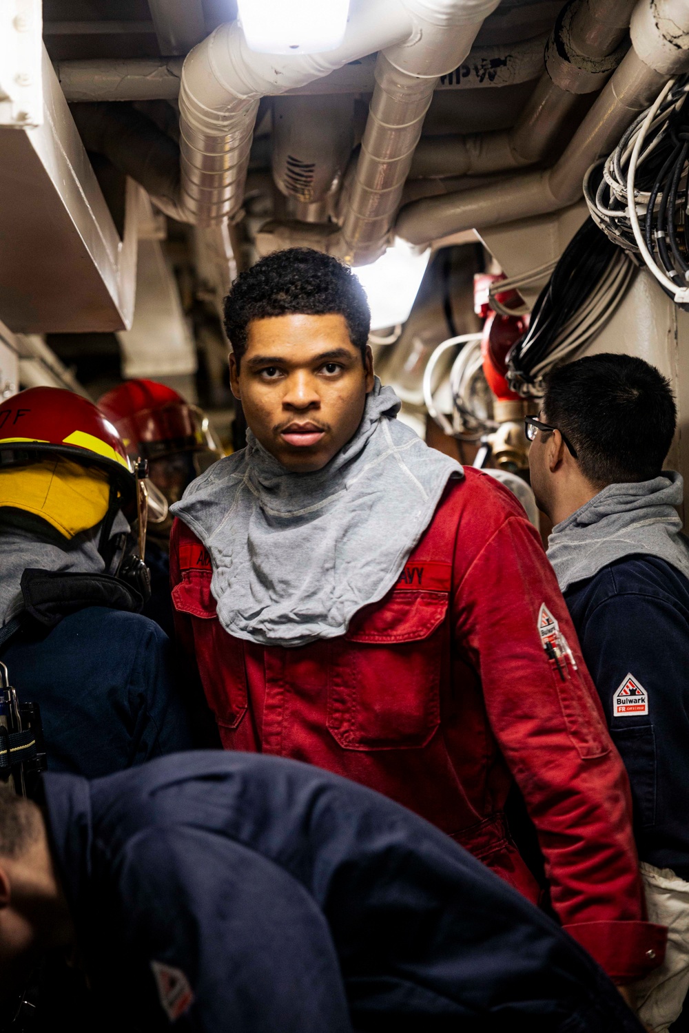USS Iwo Jima Sailors Conduct A Damage Control Drill